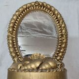 Miroir de table, coquillages dorés de 1970