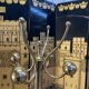 Coat rack - Golden metal / brass rotating head parrot