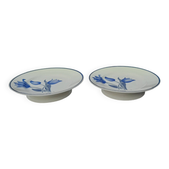 2 dishes on earthenware pedestal Moulin des loups