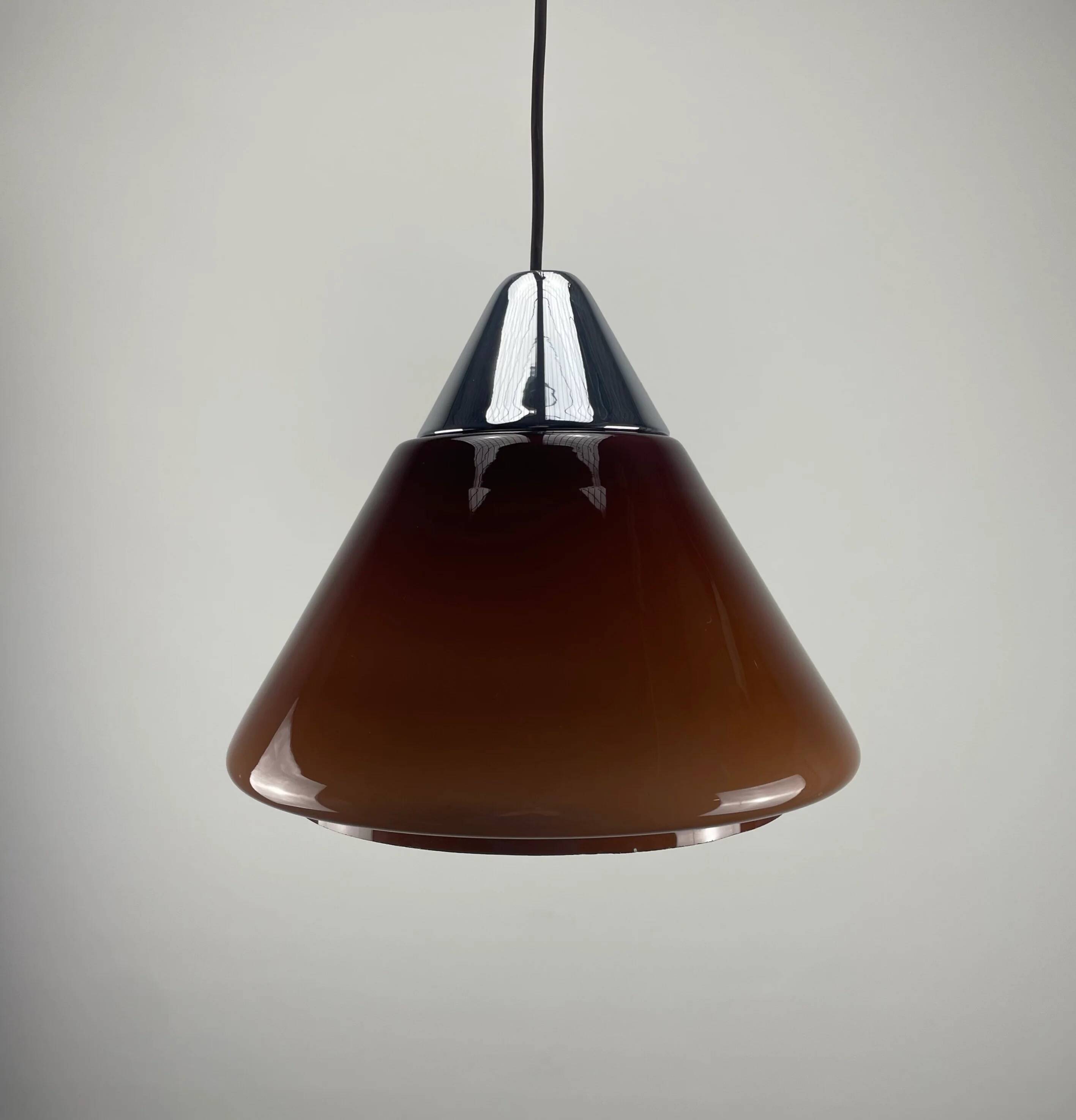Suspension en verre marron par Hustadt Leuchten, 1960