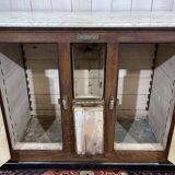 Glacière début XXème en chêne et dessus marbre