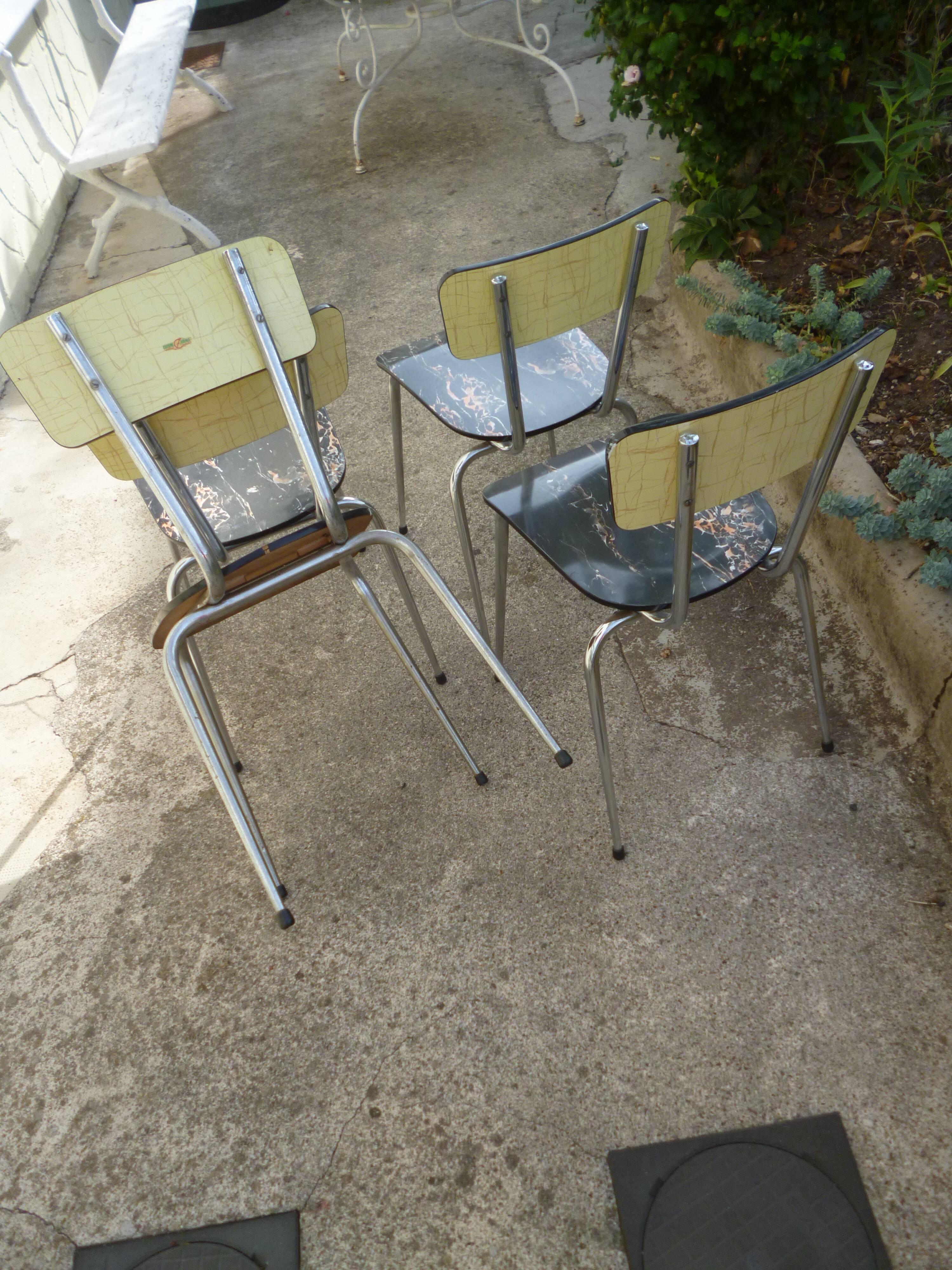 4 Formica chairs and chrome legs