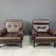 Pair of leather armchairs made in Denmark, 1960s
