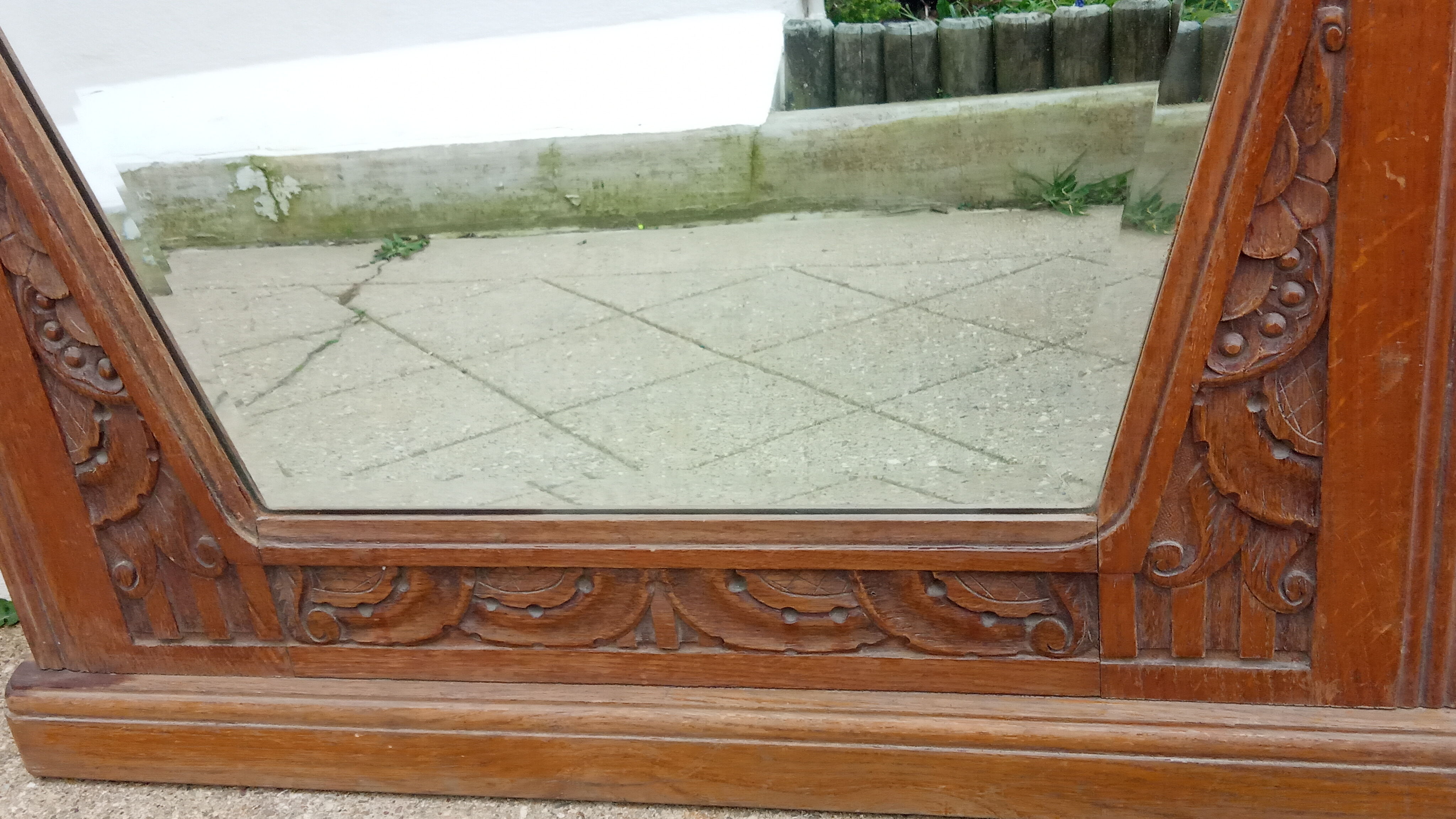 Art-Deco trumeau mirror in oak 79×124 cm