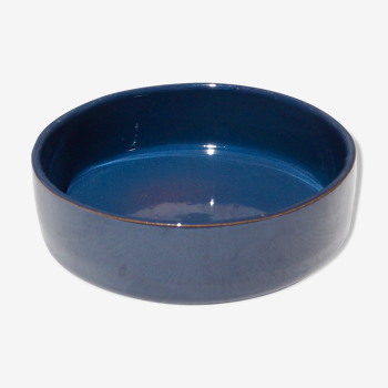 Artisanal hollow dish in navy blue glazed stoneware