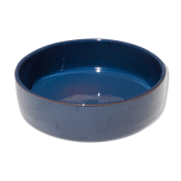 Plat creux artisanal en grès vernissé bleu marine