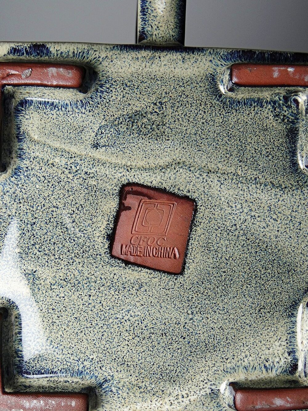 Chinese tea set in glazed terracotta, teapot and 4 cups, 1980s.