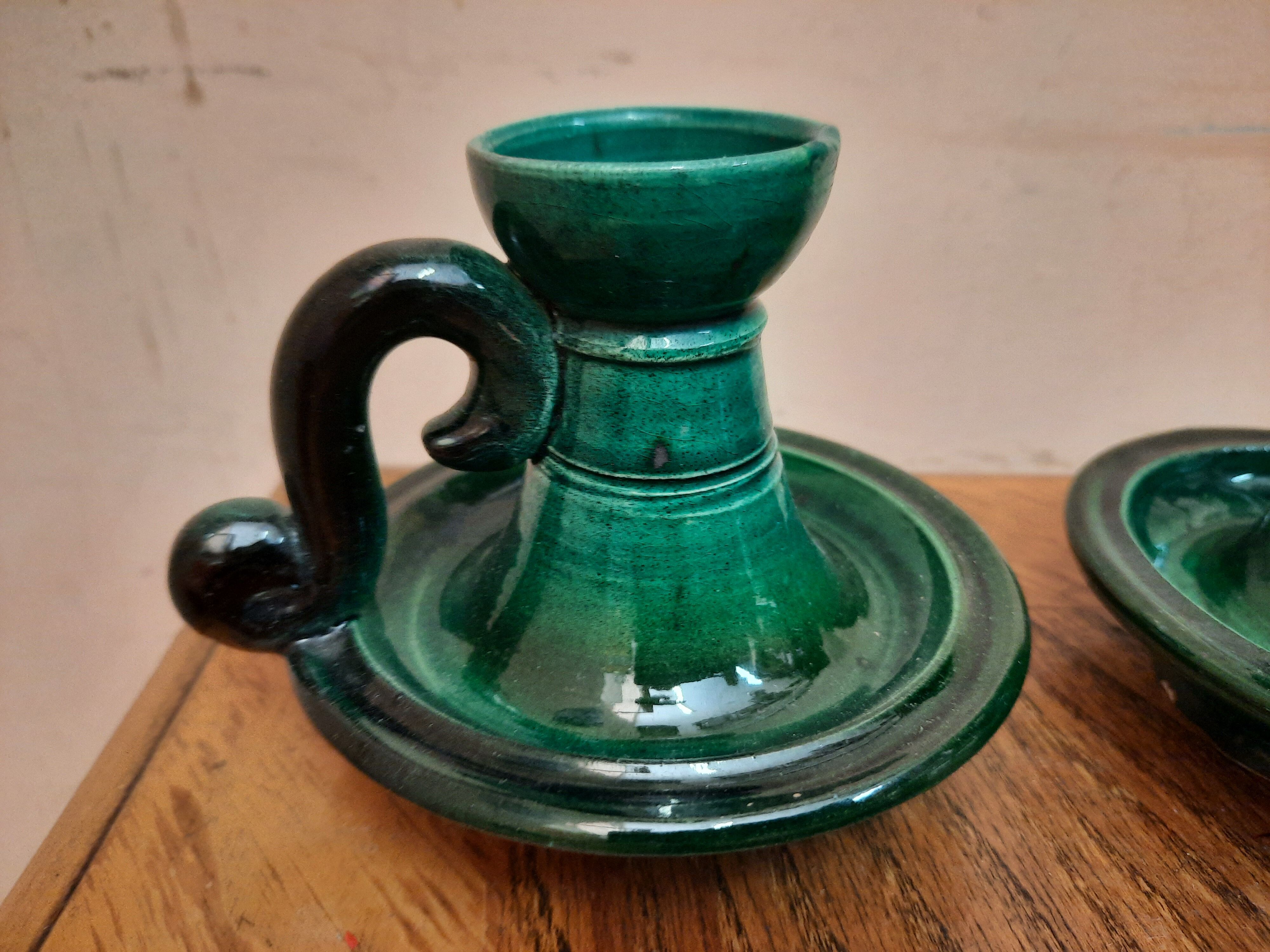 Pair of ceramic candle holders