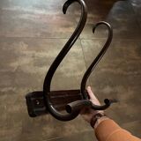 Thonet curved wood wall coat rack with 2 hooks
