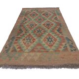 Blush Pink Kilim Rug, Handwoven Wool Tribal Accent Area Rug 60x89cm