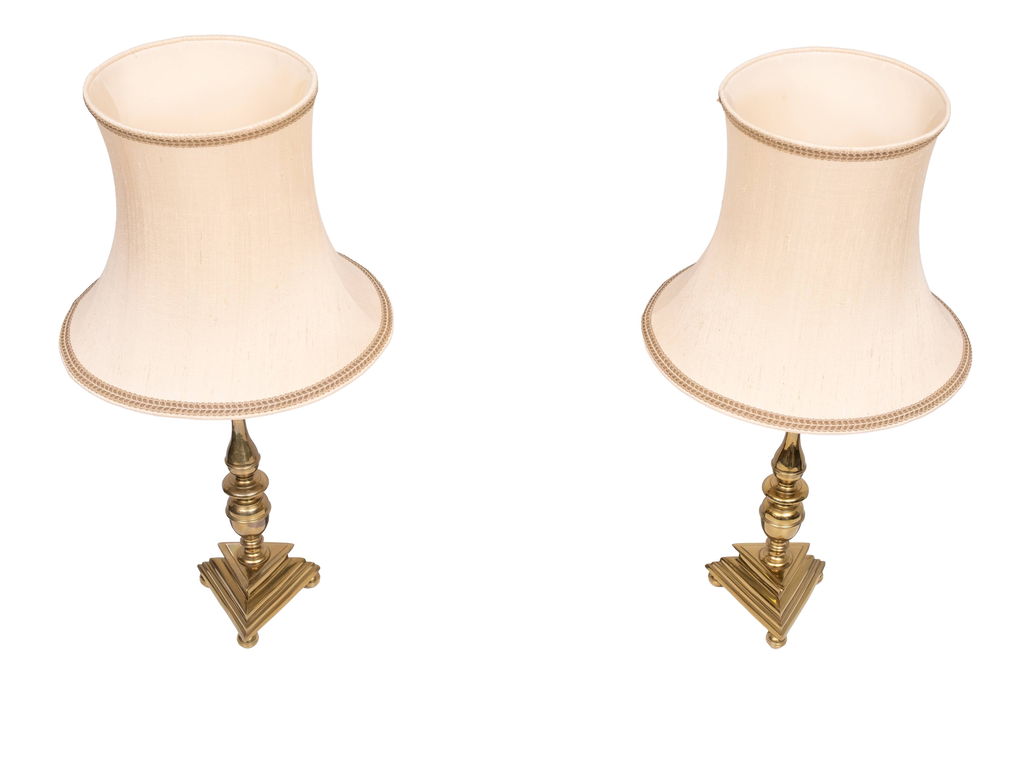 set solid Brass Gothic Revival Table Lamps 1950s