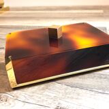 Gold Starry vintage 60 brass jewelry box - Galalithe scale-style