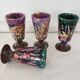 Set of 4 mazagrans (glass cups) signed Morvan Gaston Gaubier 60s