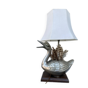 Lampe canard en étain