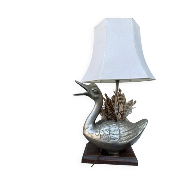 Lampe canard en étain