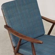 Pair of blue boomerang armchairs by Antonin Suman for Ton (Thonet) 1960