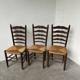 Trio rustic chairs in oak straw