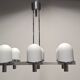 Space Age chandelier with 6 lights in white sandblasted opalines from the 60s/70s
