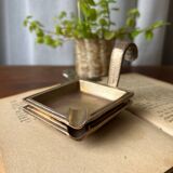 Duo of stackable bronze ashtrays