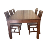 Teak dining table and its 6 chairs.