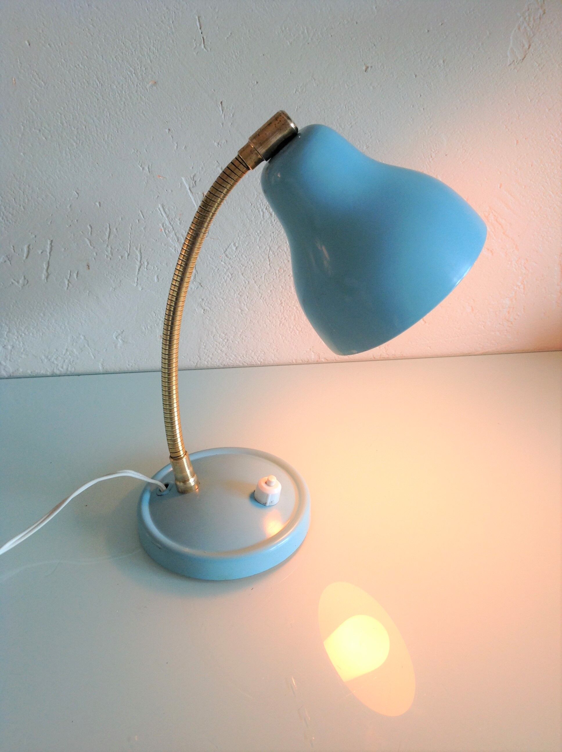 Sky blue / vintage casserole lamp 50s-60s