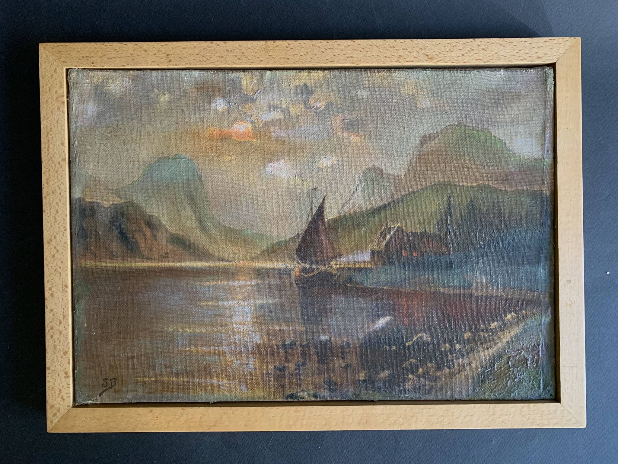 19th century French school, signed oil painting, framed seascape
