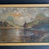 19th century French school, signed oil painting, framed seascape