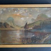 19th century French school, signed oil painting, framed seascape