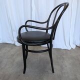 Vintage Thonet Style Dining Chair: Black Bentwood Cane Seat