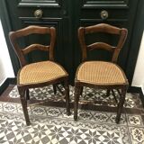 Paire de chaises cannées
