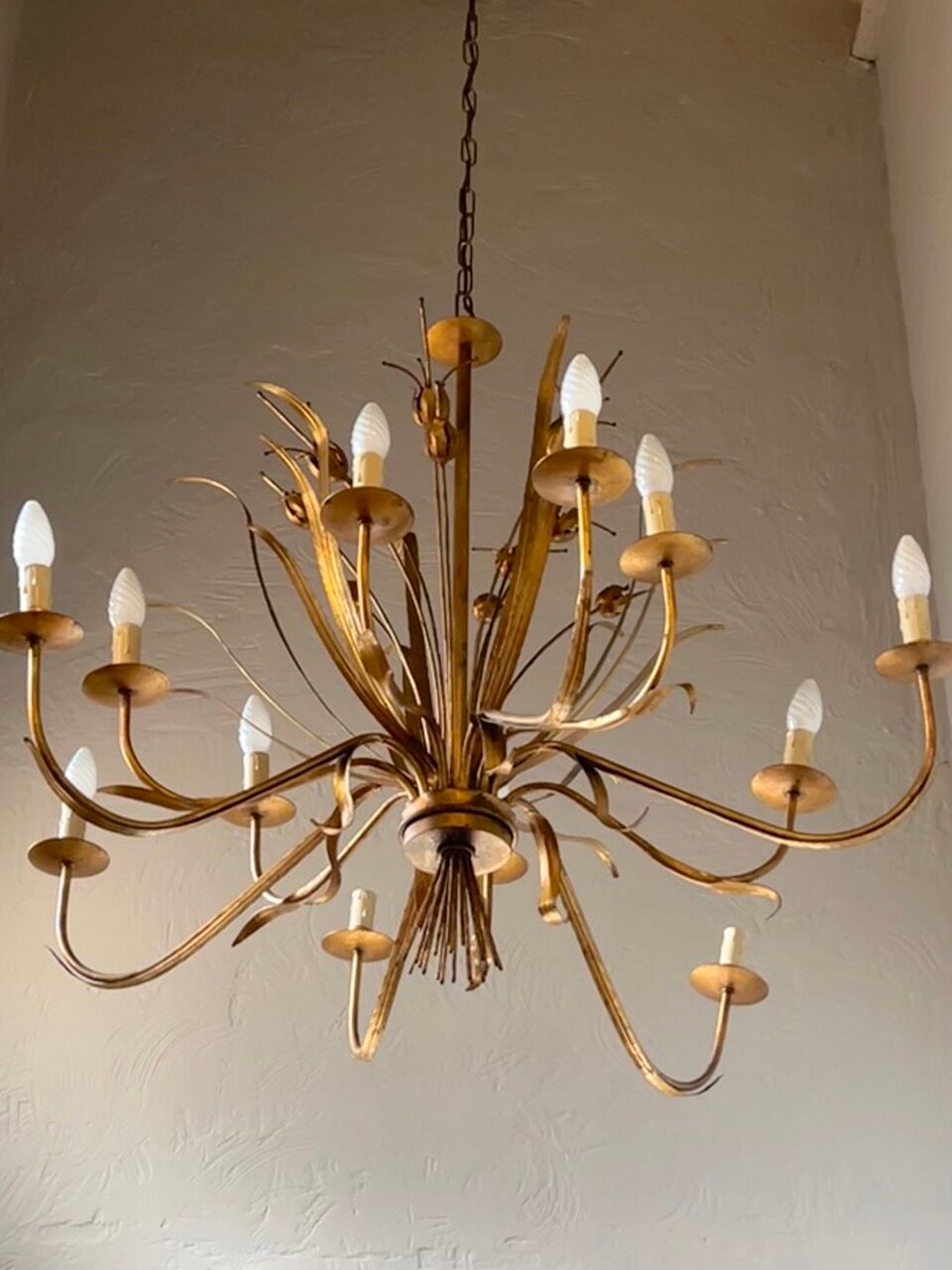 Chandelier chandelier 12 burners, in gold metal