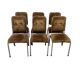Set of 6 vintage chrome chairs with brown seats