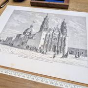 Cathedral of Chihuahua, Mexico. Printed illustration from 1861.