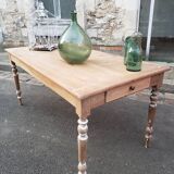 Table de ferme patine ancienne pieds tournés