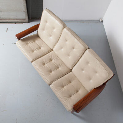 Brazilian modernist sofa cream leather Jean Gillon