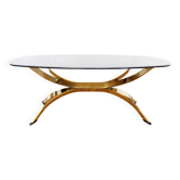 Coffee table in brass and smoked glass, Maria Pergay style, France 1970/80