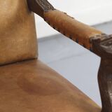 Set of Two Antique Leather Armchairs