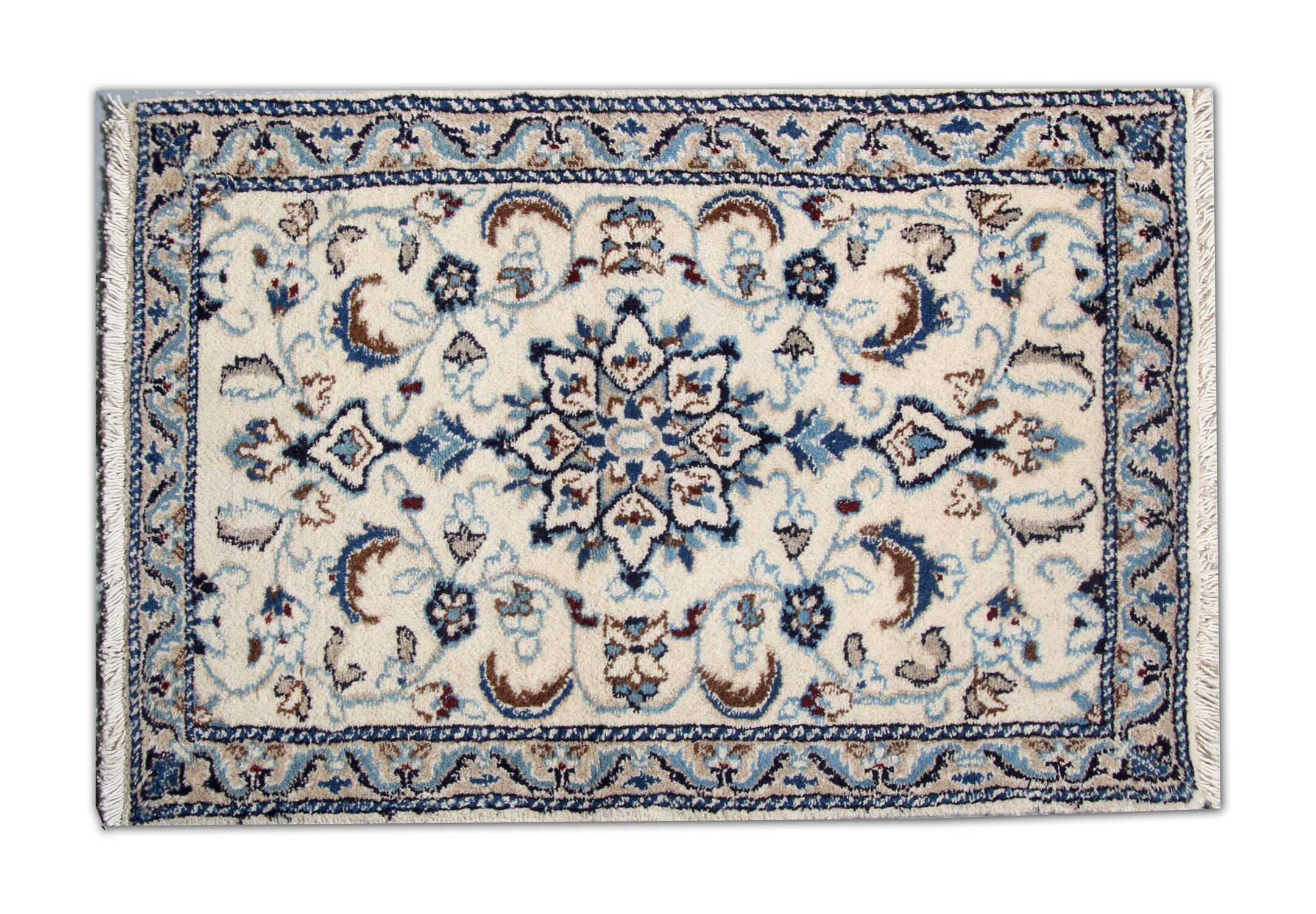 Vintage Nain Area carpet Handwoven Persian Rug- 57x94cm