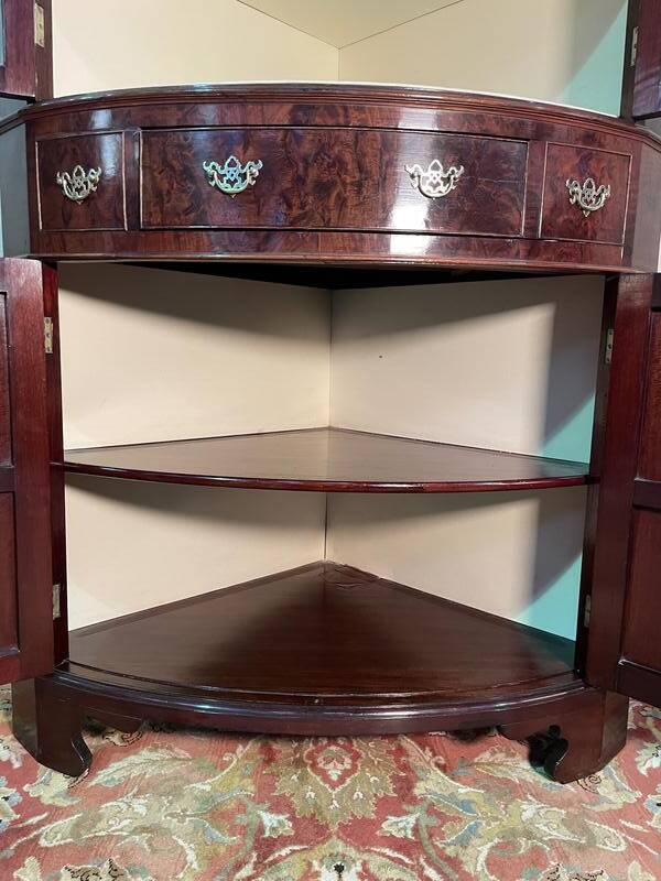 English mahogany corner cabinet