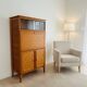 Vintage oak secretary with chestnut inlays – 1960