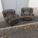 Pair of Chesterfield armchairs with footrest