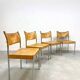 Vintage Dutch design chrome dining set leather chairs 'Minimalism'