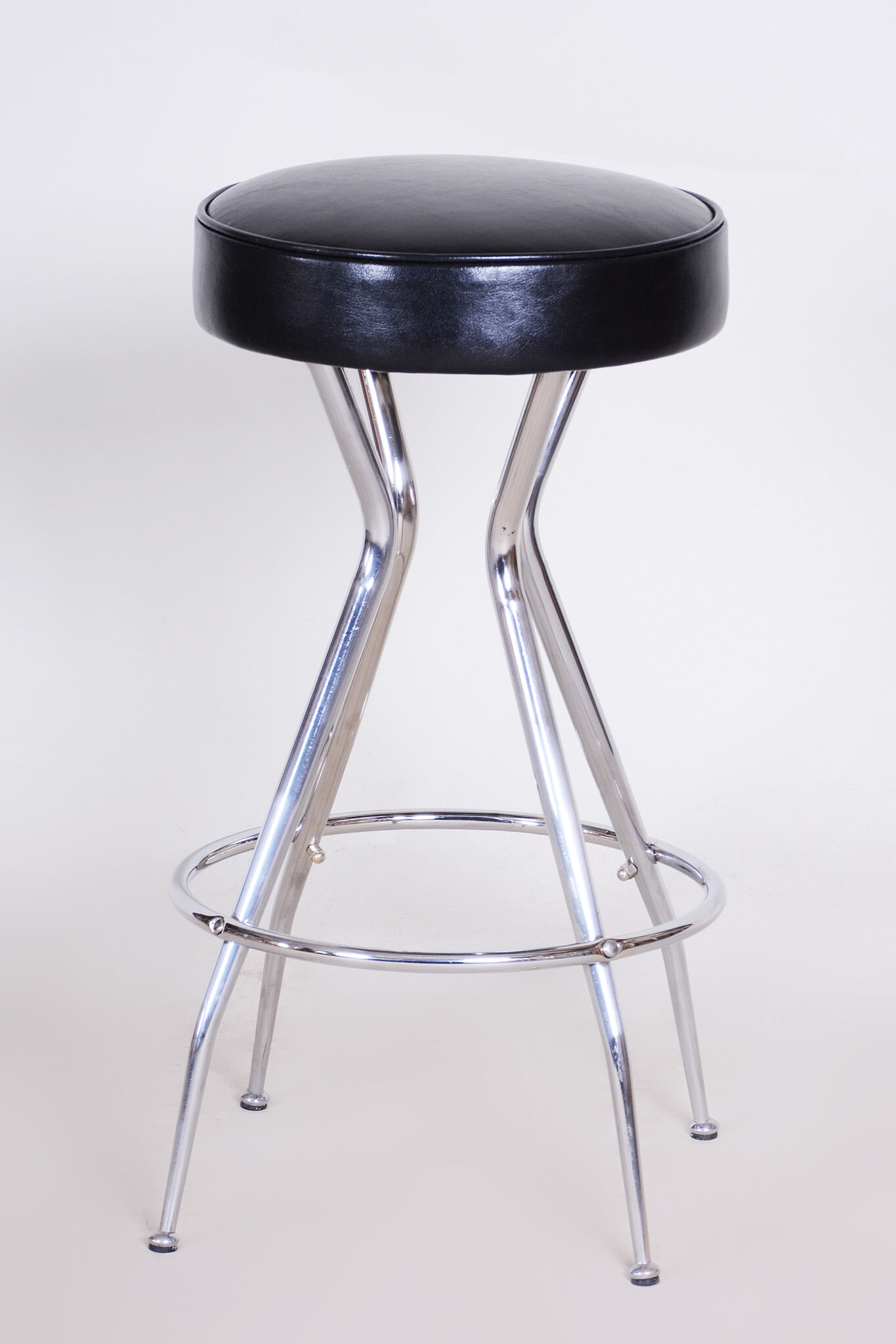 Leather black barstool, made in the 1930s