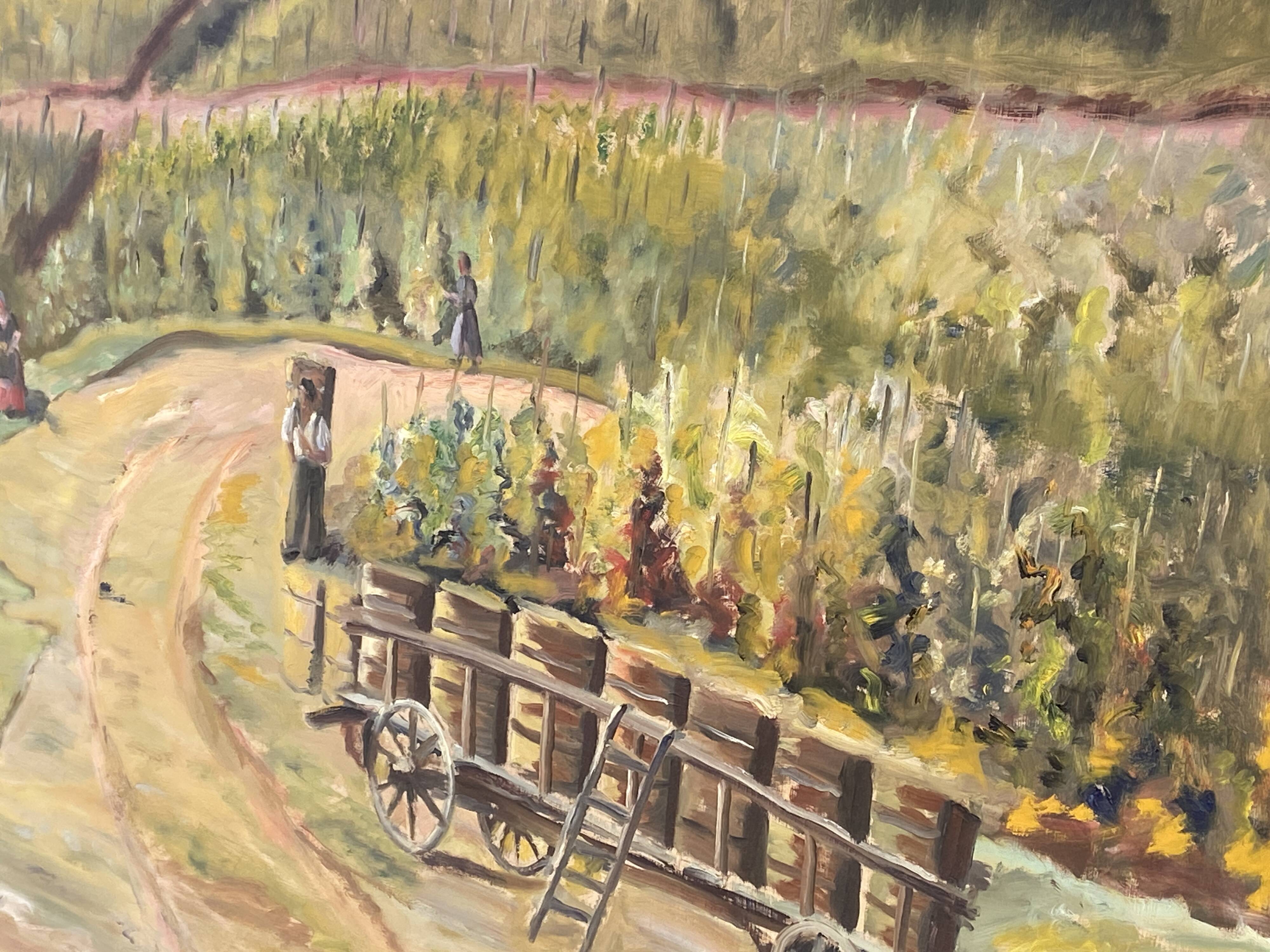 XXXL painting Alsatian landscape VINE Viticulture Harvest Vineyard By Théo