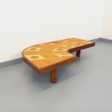 Barrois vintage shell-patterned comma coffee table in wood and ceramic.