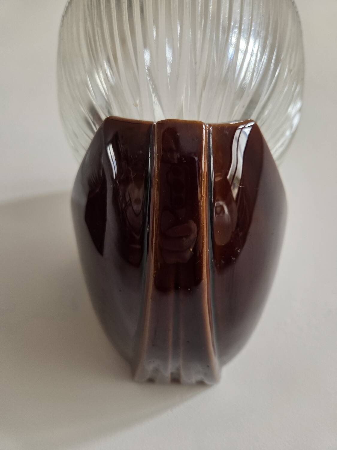 Pair of Art Deco wall lights, ceramic and holophane glass.