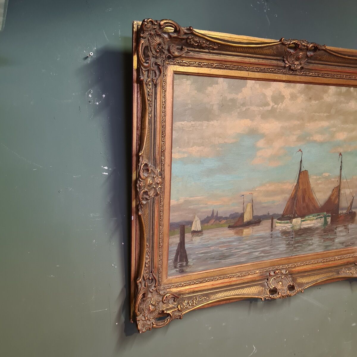 E. Van Laars Boats On  a Lake, mid 20th Century