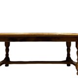 Very large Louis XIII style coffee table in solid oak circa 1900