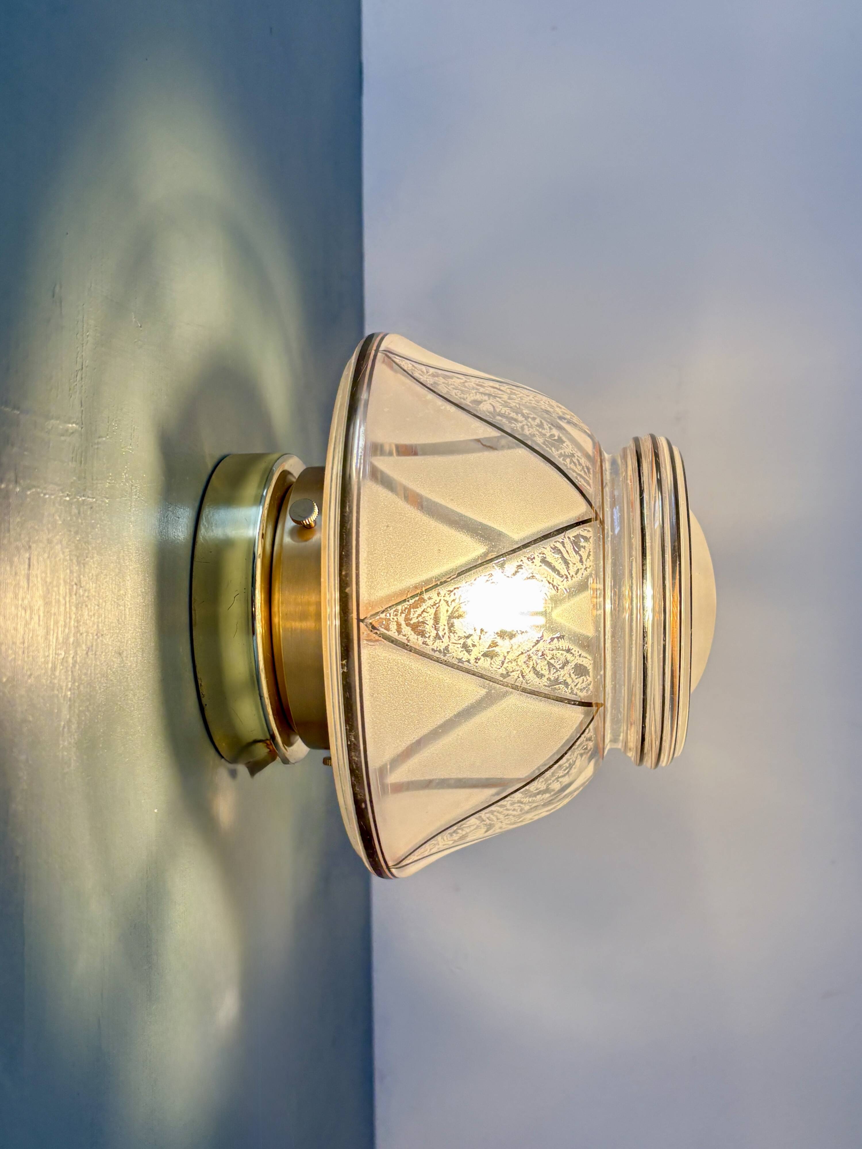 Vintage Art Deco white and gold glass globe wall/ceiling light.