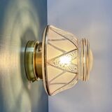 Vintage Art Deco white and gold glass globe wall/ceiling light.